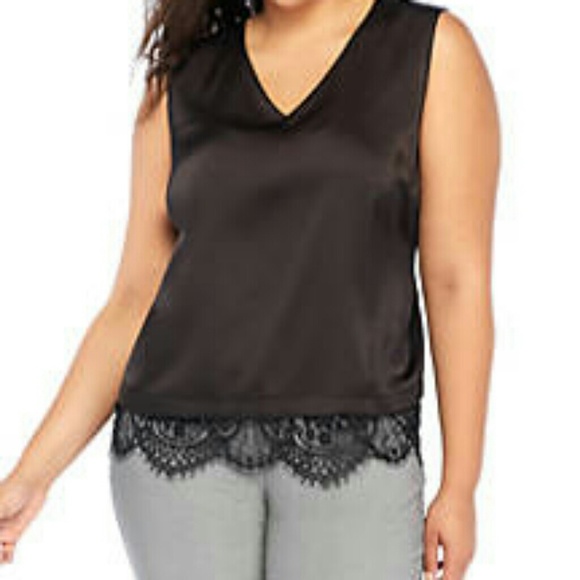The Limited Tops - Satin Lace Trim Sleeveless Blouse